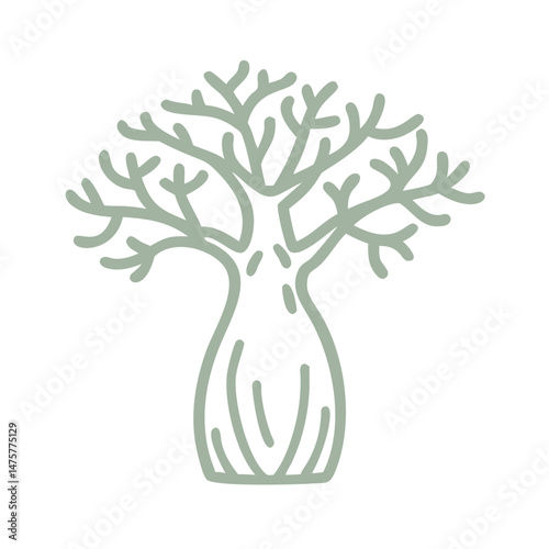 Minimalist Boab Tree Icon - Adansonia Gregorii