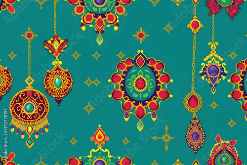 Vector pattern for a variety of graphics, ornate Gulf Arab shapes, heritage embroidery, colorful shapes, decorations, vector illustrator