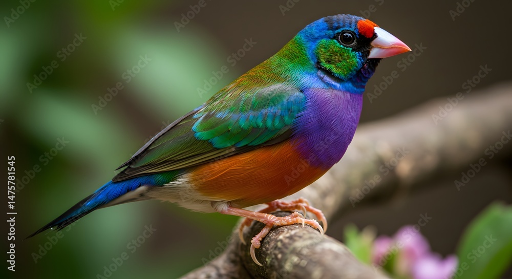 Fototapeta premium Colorful Bird Perching on a Branch, Exotic Wildlife
