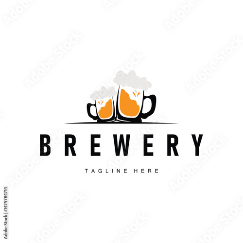 vintage brewery logo design concept, whiskey drink with simple minimalist concept, symbol template for product brand, restaurant, bar, cafe