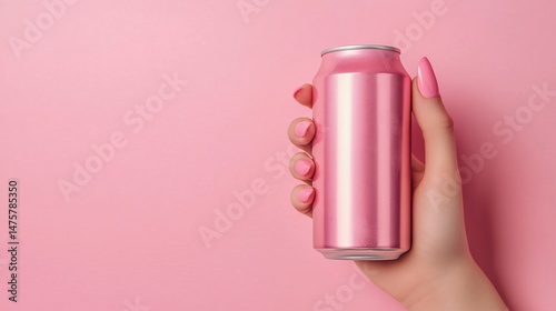 Aesthetic Pink, Woman's Hand Holding a Matching Pink Soda Can