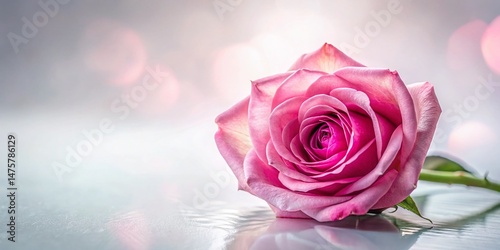 Surreal Pink Rose Isolated on White Background - Dreamlike Floral Photography