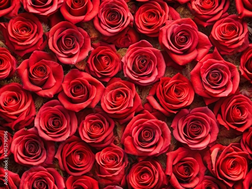 Valentine's Day Panorama: Repeating Red Rose Pattern - Romantic Floral Background