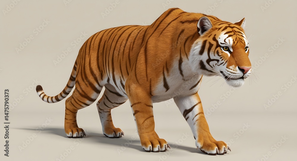 Fototapeta premium Tiger Walking Posing Isolated on Background