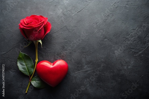 Valentine's Day Silhouette: Rose, Heart, Romantic Tabletop Flat Lay