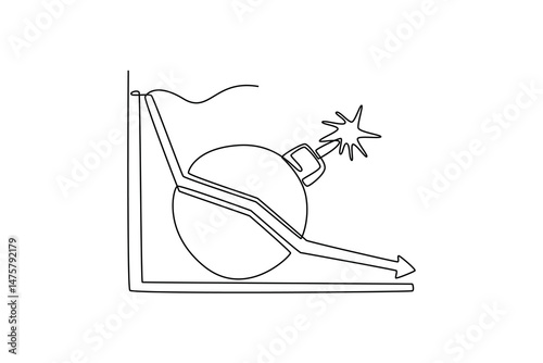  Risk management concept. Single line draw design. Vector graphic illustration