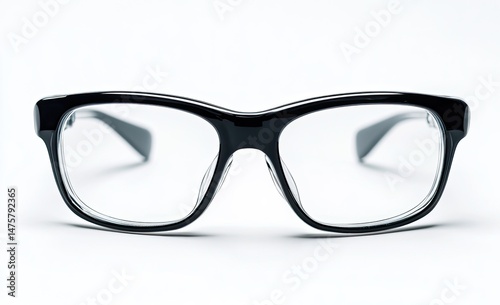 Sleek black rectangular eyeglasses with clear lenses photo