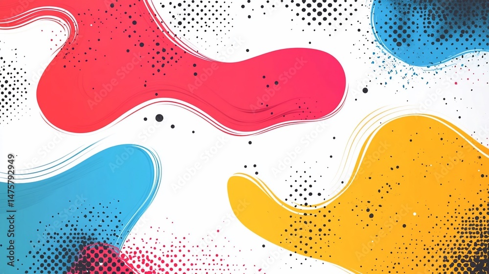 Fototapeta premium Energetic abstract flowing shapes in bright primary colors background design