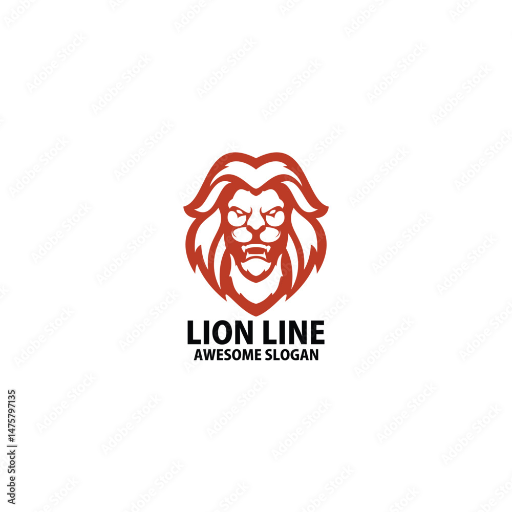 Fototapeta premium lion head emblem line logo design vector