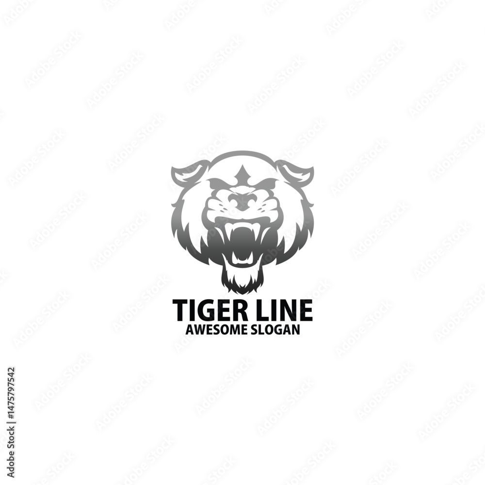 Obraz premium tiger head emblem line logo design vector