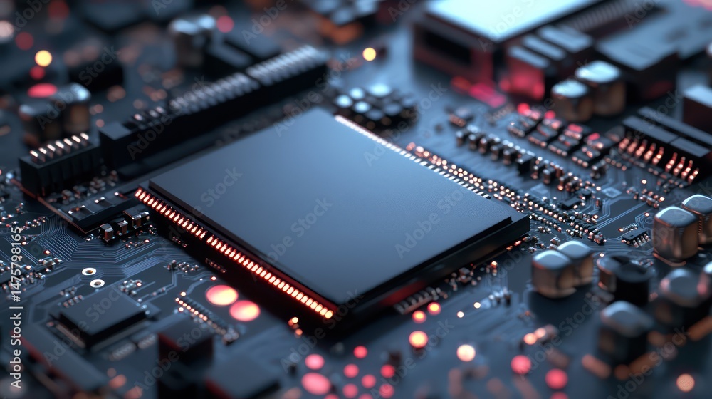Obraz premium Close up of circuit board components
