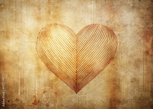 Vintage Style Photo of a Simple Linear Heart Drawing