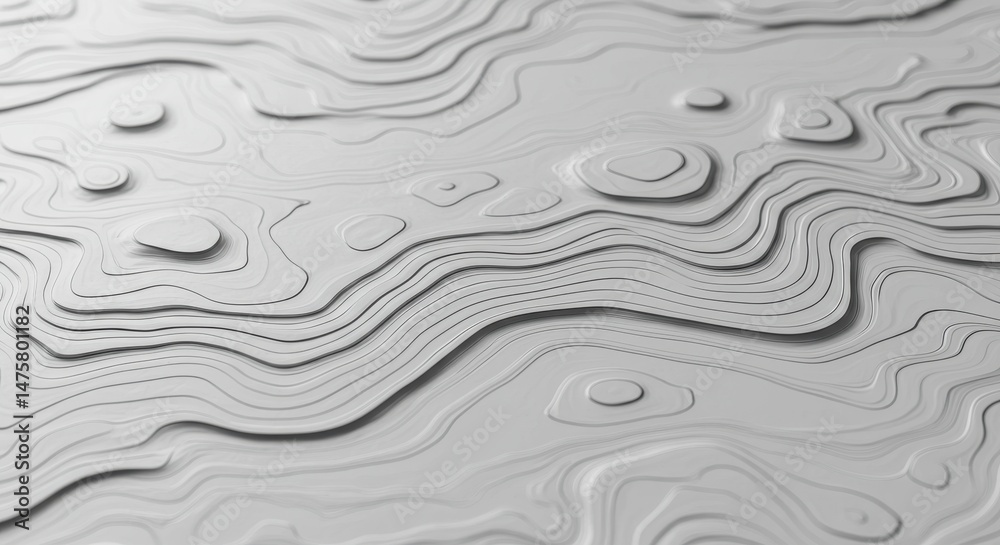 Fototapeta premium Topographic map isolated on white background for geography and cartography uses
