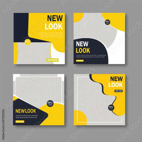 Set of fashion design social media template