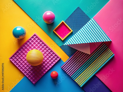 Y2K Abstract Aerial Photography: Retro Geometric Shapes & 90s Vibe Trendy Art Poster