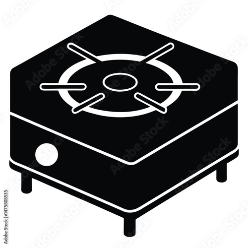 Truck driver element isolated portable stove for truckers on white background