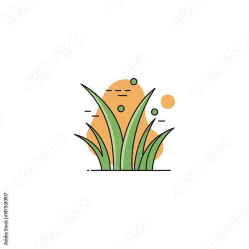 Vibrant green grass blades nature design summer freshness eco friendly illustration