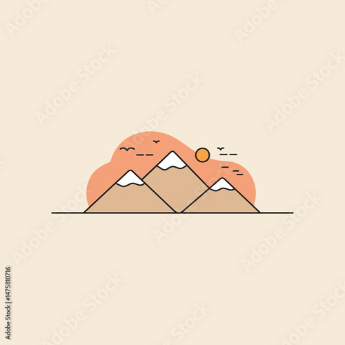 Majestic mountains sunset scenic view breathtaking landscape nature art design illustration
