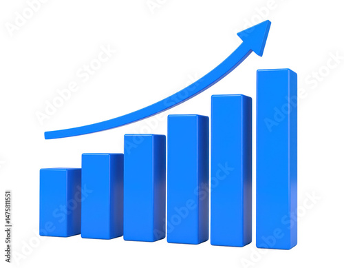 Free Download Blue Bar Graph Showing Rising Trend in Business Performance Analysis - GFXLoad