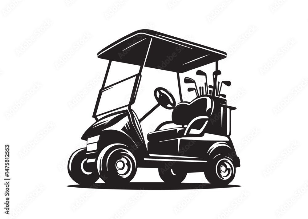 Fototapeta premium Golf Cart Silhouette Vector