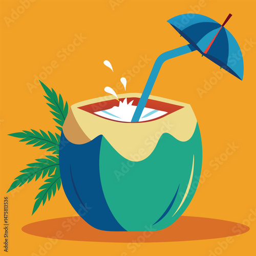 Drinking water from coconut comes down to the glass