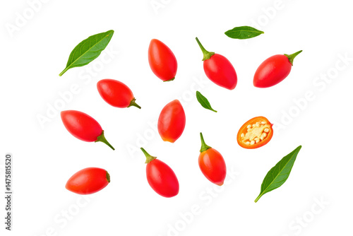 Wallpaper Mural Biquinho peppers scattered overhead flat-lay isolated on transparent background Torontodigital.ca
