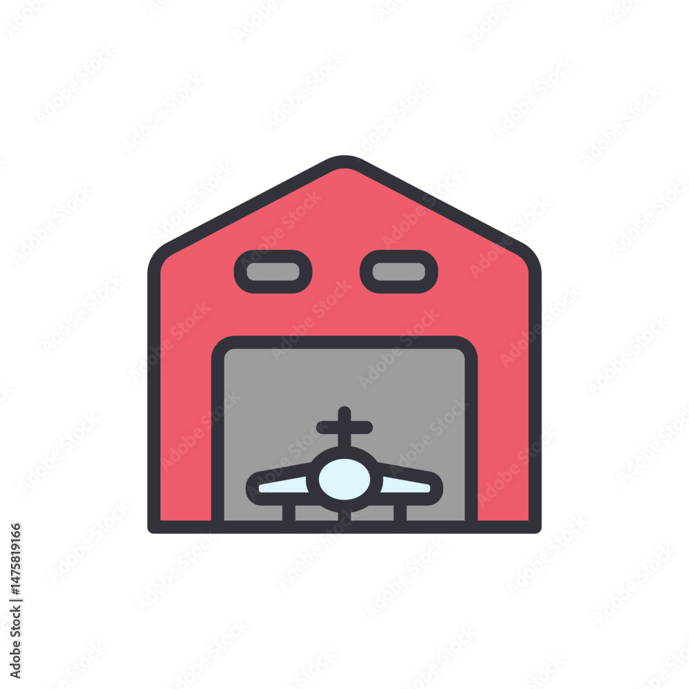 Isolated Icon Of A Airplane Hangar With Aircraft On Transparent background Isolated Icon Of A Airplane Hangar With Aircraft On Transparent background