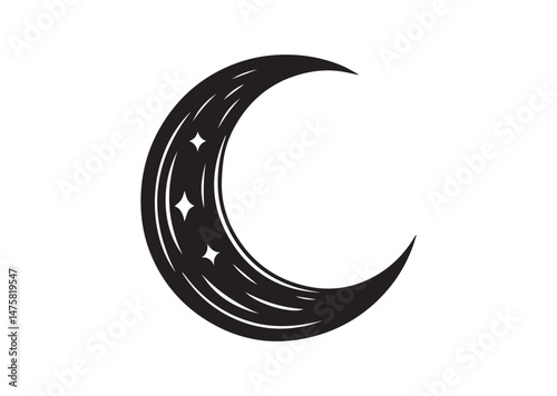 Moon Crescent Silhouette Vector