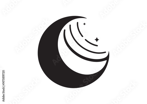 Moon Crescent Silhouette Vector