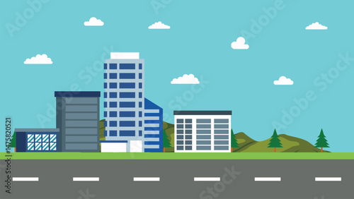 building city road animation background vector illustration