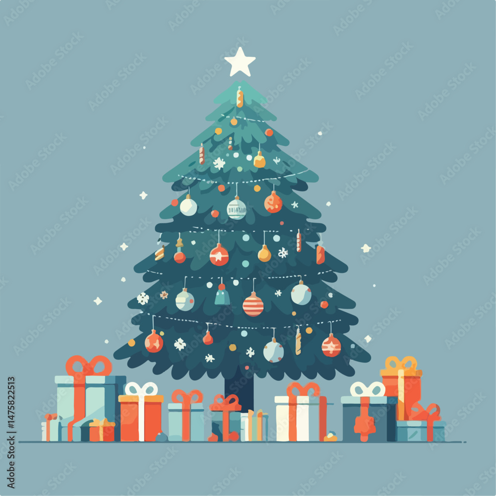 Fototapeta premium beautiful christmas tree vector image