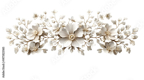 Elegant Floral Arrangement Featuring Delicate White Blossoms and Sinister Green Leaves