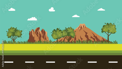 mountain road animation background vector illustration