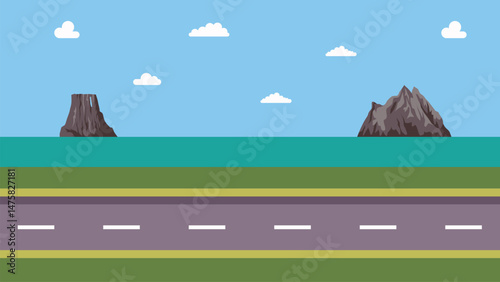 road landscape animation background vector illustration