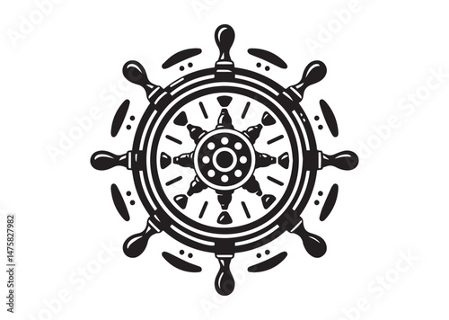 Steering Wheel Icon, Ship Steering Wheel Silhouette Vector