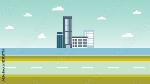 building city road animation background vector illustration