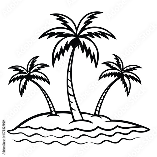 A Beautiful Tropical Island on White Background vector