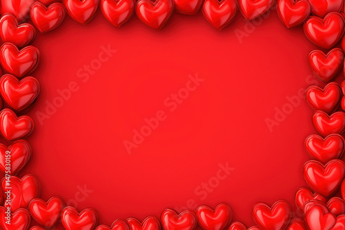 Red heart shaped decorations for Valentine Day