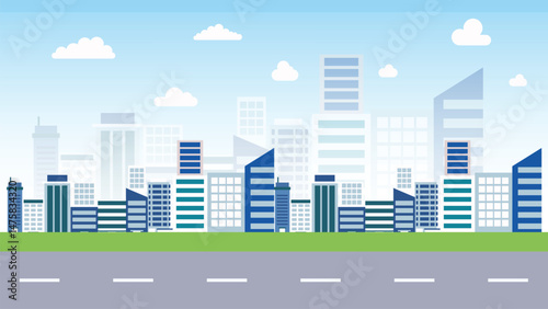 building city road animation background vector illustration