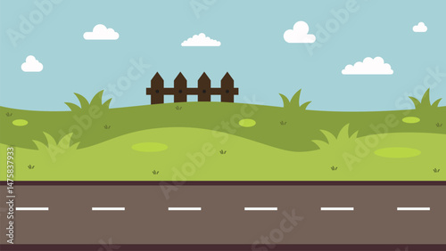 road landscape animation background vector illustration