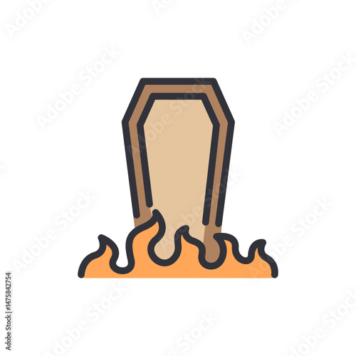 Illustration Of A Burning Coffin Or Casket Symbolizing Loss And Grief