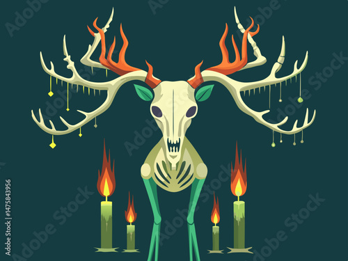 deer skeleton with antler candles