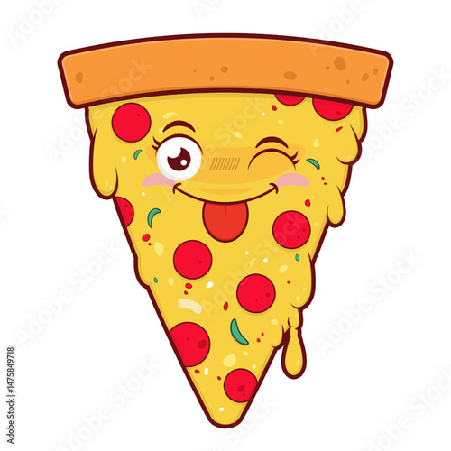 pizza playful face cartoon cute