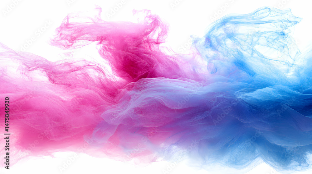 Abstract pink and blue swirling smoke or fabric texture isolated on white background. Perfect for design, backgrounds, or artistic projects. Abstract pink and blue swirling smoke or fabric texture isolated on white background. Perfect for design, backgrounds, or artistic projects.