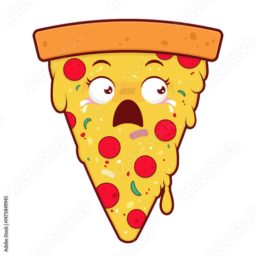 pizza scared face cartoon cute