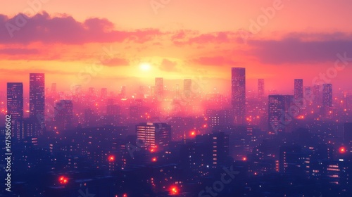 Wallpaper Mural Cityscape at sunset Torontodigital.ca