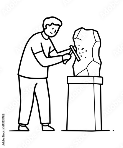 Sculptor chiseling stone clipart 