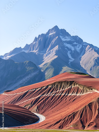 Mountain with alluvial fan. Altai mountain landscape natural background.