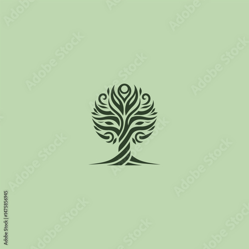Abstract tree logo with stylized and minimal structure.