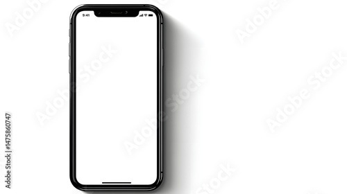 Blank smartphone display on clean white background for mockup use